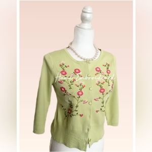 CHRISTOPHER & BANKS Embroidered Yoke Cardigan – Sz S